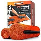 Surfguard Car Drying Microfiber Towels, Extra Large Cleaning Cloth Towel with No Streaks, Reusable, Superior Water Absorbent & Scratch Free, Super Soft Detailing & Buffing Towels for Cars, 2-Pack