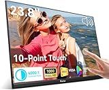 23.8" Portable Touchscreen Monitor 100% sRGB VA FHD 1080P, 4000:1 Contrast, VESA, Built-in Speaker, w/90°Adjustable Stand USB-C HDMI 75Hz External Second Touch Screen Display for Laptop/PC/Phone