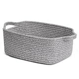 CHICVITA Decorative Gift Basket, Easter Basket for Kids, Woven Rope Storage Baskets with Handles, Nursery Baby Shower Toy Organizer, Grey, 13 x 9.8 x 5 inches
