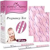 Easy@Home Pregnancy Test Strips: 20 Bulk Pregnancy Strips, Early Detection hCG Test Kit - Pruebas de Embarazo, Powered by Premom APP | 20 Pack