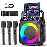 Karaoke Machine, Portable Bluetooth Speaker with 3 Wireless Microphones for Adults & Kids with Lights, Karaoke Microphone with PA System Supports USB/TF/FM/AUX for Home Party Home System Packages