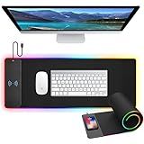 15W Wireless Charging RGB Gaming Mouse Pad, XXL Large Desk Mat (31.5" x 11.8" x 0.16") with 13 Light Modes, Waterproof Extended Mousepad Compatible with iPhone 17/16/15, Samsung S23, and AirPods