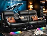 Home Theater Seating, 3 Seat Power Loveseat Recliner Sofa with Heat Massage