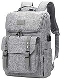 YALUNDISI Vintage Backpack Travel Laptop Backpack with usb Charging Port for Women & Men College Backpack Fits 15.6 Inch Laptop Grey