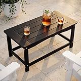 TinFrey Outdoor Coffee Table for Patio, 35 Inch Rectangle Patio Coffee Table, Black All-Weather Poly Lumber Balcony Table, 250 lb Capacity Small Patio Table for Deck Garden Porch Poolside