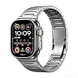 Titanium Watch Band for Men Compatible with Apple Watch Ultra 3/2/1 49mm,iWatch Series 11/10 46mm,9/8/7 45mm,6/5/4/SE3/2/1 44mm,3/2/1 42mm,Adjustable & Scratch Resistant Titanium Apple Watch Band