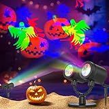 Christmas Decorations Lights Projector Outdoor Waterproof Dynamic with Glowing Spiders Bats Waterproof Double Head Halloween Projector Lights Holiday for Decoration Yard Wall Party