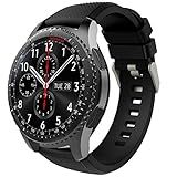 TiMOVO Band Compatible with Samsung Gear S3 Frontier/Galaxy Watch 3 45mm/Galaxy Watch 46mm, 22mm Soft Silicone Strap fit S3 Classic/Huawei Watch GT3 46mm/GT/GT2 46mm/Ticwatch Pro 3 - Black