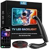 QTU TV LED Backlight with Sensor, LED Sync Lights for TV 55-65 Inch, Smart Camera Sync to Screen, Ambient RGB Strip Lights for Gaming & Home Theater, App Control (14.7ft)