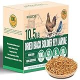MASUCVE Black Soldier Fly Larvae Worms for Chickens, 10.5LB, 100% Natural Non-GMO BSFL Chicken Food, More Calcium Than Dried Mealworms, High Protein Chicken Treats for Layer Hens, Wild Birds, Ducks