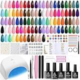 Beetles Gel Nail Polish Kit with U V Light - 53 Pcs Emotional Spectrum Pro 32 Colors Gel Nail Kit with Base &Matte &Glossy Top Coat and Tools Decoration Manicure Set Soak Off Gifts for Women Girls