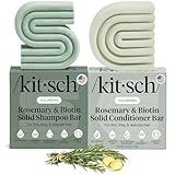 Kitsch Rosemary & Biotin Shampoo and Conditioner Set for Hair Growth - Strengthening, Thickening & Volumizing Shampoo and Conditioner Bar - Paraben, Sulfate & Silicone Free - Made in USA - 2 pack