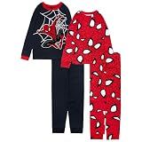 Spiderman Boys' 4-Piece Matching Cotton Superhero Pajama Set, Snug-fit, Soft & Cute for Kids