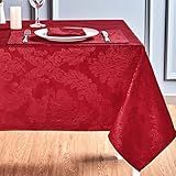 HomeJoy Rectangle Table Cloth Linen Farmhouse Stainproof Waterproof Washable Polyester Oblong Rectangular Fabric Table Cover for Kitchen Dining Dinner (Red, 60 X 84 Inch)