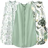 Yoofoss Baby Sleep Sack 6-12 Months Wearable Blanket for Babies 100% Organic Cotton 2-Way Zipper TOG 0.5 Toddler Sleeping Sack 3 Pack, Soft Lightweight Sleep Sacks