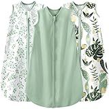 Yoofoss Baby Sleep Sack 0-6 Months Wearable Blanket for Babies 100% Organic Cotton 2-Way Zipper TOG 0.5 Toddler Sleeping Sack 3 Pack, Sleep Sacks