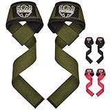 FIGHTSENSE Lifting straps for weightlifting, Gym wrist straps for men women, Neoprene Padded Cotton Weightlifting Straps for Bodybuilding, Powerlifting, Deadlifting and strength training (ARMY GREEN)