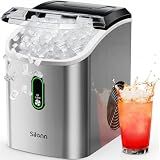 Silonn Nugget Ice Maker Countertop, Pellet Ice Machine with Self-Cleaning Function, Sonic Ice Maker Produces 36lbs of Chewable Ice in 24 Hours, Ideal for Home Kitchen and Office (Stainless Steel)