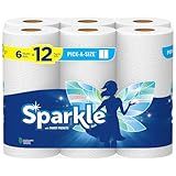 Sparkle Pick-A-Size Paper Towels, 6 Double Rolls (660 Sheets Total) - Strong 2-Ply Towels for Kitchen Cleanup and Everyday Messes