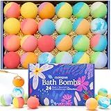 Hemp Oil Bath Bombs Women Gift Set, 24 Pack Natural Bubble Bath Spa Kit with Pure Essential Oils, Refreshing & Relaxing Bath Gift for Birthday, Mother’s Day & Valentine’s Day