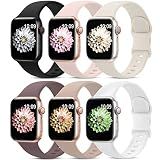 6 Pack Sport Bands Compatible with Apple Watch Band 38mm 40mm 41mm 42mm 44mm 45mm 49mm 46mm,Silicone Waterproof Strap for iWatch Apple Watch Series 11 10 9 Ultra 8 7 6 5 4 3 2 1 SE Women Men