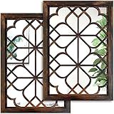 Wocred Set of 2 Rectangular Wall Mirror,Gorgeous Rustic Farmhouse Accent Mirror,Caramel Color Entry Mirror for Bathroom Renovation,Bedrooms,Living Rooms and More(11”x15”)