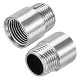 uxcell Shower Head Extension Arm Stainless Steel 1/2PT Male to 1/2PT Female Thread 30mm Length Cast Pipe Fitting Coupler 2Pcs