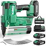KIMO 18 Gauge Nail Gun Cordless with Battery 2.0Ah X 2, 1000pcs Nails and Staples, 2 Firing Modes, 180 Nails/min, Adjustable Nailing Depth, 2 in 1 Cordless Brad Nailer and Stapler for DIY Project