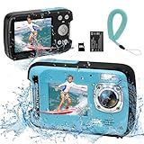 YEEIN Underwater Camera 4K 48MP Autofocus Selfie Dual Screen Waterproof Camera with Floating Strap and 32GB Card, 17FT Compact Waterproof Digital Camera, Fill Light Underwater Camera for Snorkeling