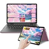 BINHENGLON 11" 2-in-1 Touchscreen Laptop, N100 Laptops,16GB RAM,FHD 1920 * 1200 IPS,Win 11 Pro PC,Backlit Keyboard, WiFi,USB-C,HDMI,Oval Trackpad,Computer (Rose Gold, 16G+256GB SSD)