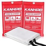 KANHIRO Fire Blanket Emergency for Home Kitchen - Fiberglass Fire Suppression Blanket Great for School, Fireplace, Grill, Car, Office, Warehouse (2 Pack, 39 in X 39 in)