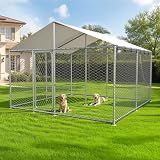 10x10x7.1 FT Large Outdoor Dog Kennel Outside, Heavy Duty Dog Run Enclosure
