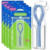 VINSULLA 200 Count Floss Threaders for Braces, Bridges, and Implants (4 Packs of 50) - Flexible Nylon Threading Loops - Slim & Durable Dental Floss Helpers for Crowns & Orthodontic Appliances