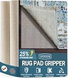 Veken Non Slip Rug Pad Gripper 8 x 10 Feet Extra Thick Pads for Any Hard Surface Floors, Keep Your Rugs Safe and in Place, Under Carpet Mat, with More Than 99 Pieces Anti-Slip Solid Square Pattern