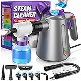 Paxyeet Handheld Steam Cleaner for Home, Pressurized Multi Purpose Steamer for Cleaning Upholstery Bed Furniture Couch Carpet Car with 14 Accessories & Safety Lock, Small Solution Tank for Grease