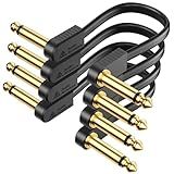 AA AUDIO ACCESSORY Gold-Plated Flat Ribbon Guitar Patch Cables 6 Inch 4-Pack, Kevlar-Reinforced Built-to-Last Noiseless Quad-Layer Shielded, Guitar Pedal Cables for BOSS MXR EBS Behringer Donner Pedal