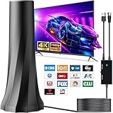 2026 Upgraded TV Antenna for Smart TV, Digital Antenna for Local Channels, 3200+ Miles Range TV Antenna Indoor with 360° Signal Strongest Booster, Supports 1080P 4K Reception HD 16.45FT Cable