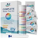 SJ WAVE 22 in 1 Water Test Kits - 125 Strips Drinking Water Test Kit, Home Tap and Well Water Tester for Bacteria pH Hardness Lead Iron Copper Chlorine Cyanuric Acid