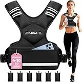 BAGAIL Adjustable Weighted Vest, 4-10lb/12-18lb/20-32lb Rucking Vest for Women & Men with 6 Weights & Large Pocket, Weight Vest for Home Workouts, Running, Walking and Strength Training - Black