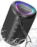 Portable Bluetooth Speaker with Lights, Stocking Stuffers, Powerful Crystal Clear Sound, IPX5 Waterproof, All Day Playtime, BT 5.3, TWS Paring, Small Wireless Speaker for Outdoor, White Elephant Gifts