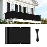 COOLBOYS 3'x16' Black Balcony Privacy Screen Fence HDPE Balcony Decor UV Protection Fencing Mesh Shade Net Cover for Outdoor Wall Garden Yard Backyard,Porch,Deck,Patio