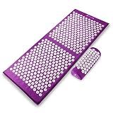 ProsourceFit Acupressure Mat and Pillow Set for Back/Neck Pain Relief and Muscle Relaxation, XL - Purpule/White
