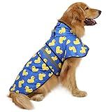 HDE Dog Raincoat Jacket Reflective Adjustable Hooded Pet Poncho Rain Coat with Leash Hole for Small to X-Large Dogs Rubber Ducks - L