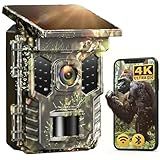 XTU 4K 64MP Solar Trail Camera with WiFi & Bluetooth - 0.2s Fast Trigger, No Subscription, Night Vision Motion-Activated, Rechargeable Game Camera for Wildlife & Deer Outdoor Use, IP66 Waterproof