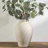 Vanselia Ceramic Flower Vase Home Decor - Large Farmhouse Table Vases Rustic Vintage Living Room Kitchen Bedroom Decorations for House Book Shelf Office Coffee Desk Dining Fireplace (9" Rustic)