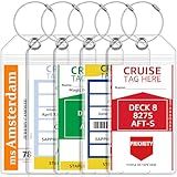 5 Pack Cruise Luggage Tag Holders for Carnival, NCL, Princess, MSC Cruise Ships, Clear Cruise Tags Holders with Zip Seal by FUNMCAN, Wide Waterproof Cruise Essentials Cruise Accessories Must Haves
