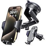 [True Military-Grade] Car Phone Holder VANMASS [Upgraded Strongest Suction&Clip] Cell Phone Mount for Dashboard Windshield Vent Kit, Truck Cradle Stand for iPhone 17 Pro Max 16 15 14 Android,Ink Black