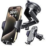 [True Military-Grade] Car Phone Holder VANMASS [Upgraded Strongest Suction&Clip] Cell Phone Mount for Dashboard Windshield Vent Kit, Truck Cradle Stand for iPhone 17 Pro Max 16 15 14 Android,Ink Black