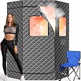 IvyBess Upgraded Steam Sauna Box for Detoxification, Relaxation, Portable Steam Sauna for Home with 1200W 3L Steamer, 15 Levels, 3.8’ x 2.9’ x 5.6’, Grey