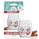 GuruNanda Expandable Waxed Dental Floss for Gentle, Deep Cleaning Wide Teeth Flossing - Cinnamon Flavor - 55 Yards